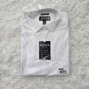 Kenneth Cole Awear2 White Slim Fit Long Sleeve Shirt. Stretch Easy Care. Size La